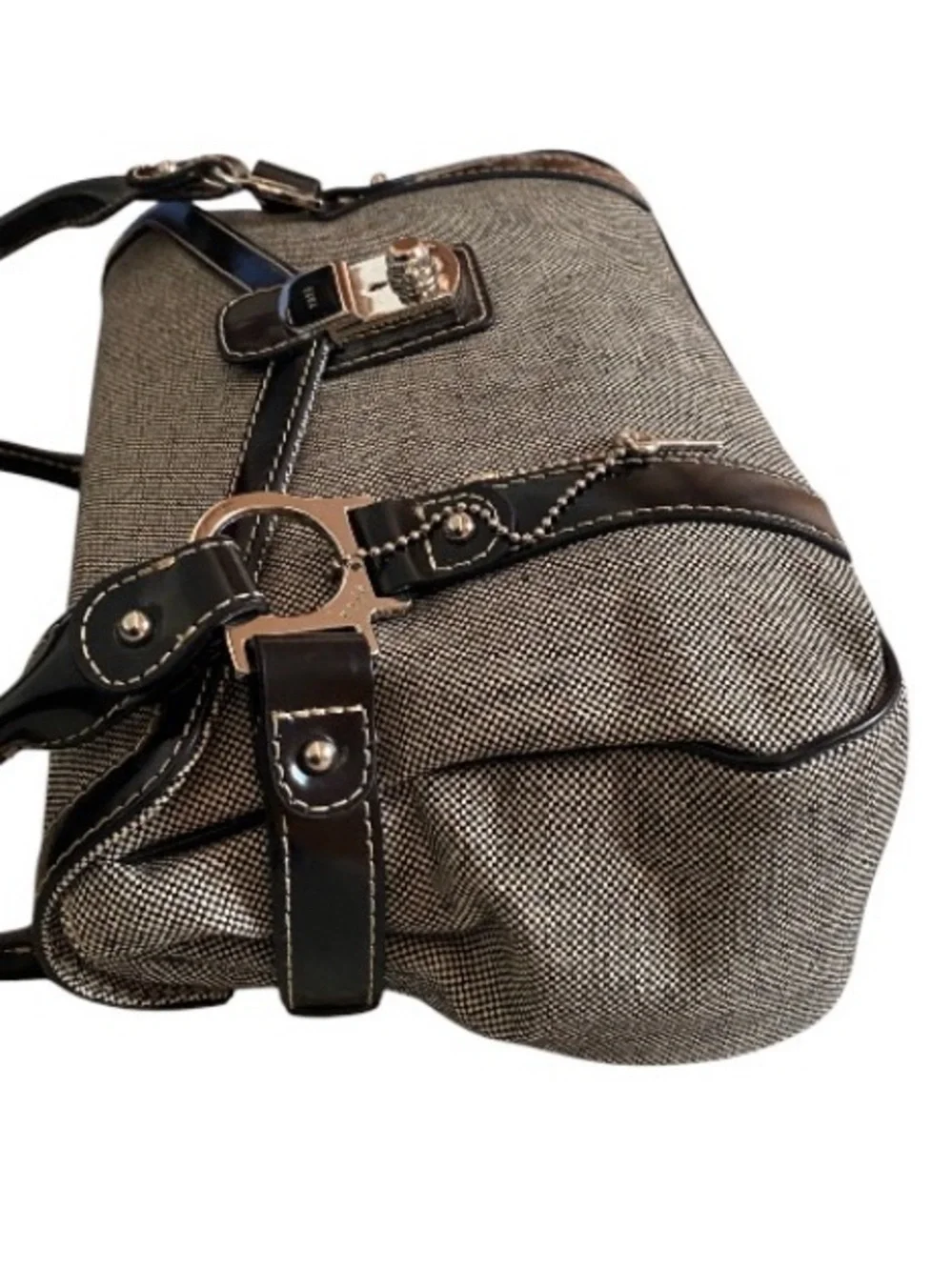 Rafē New York leather and canvas shoulder bag